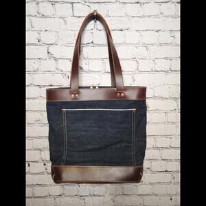 Vanport Outfitters Handmade Denim Leather Tote American Craftsman
